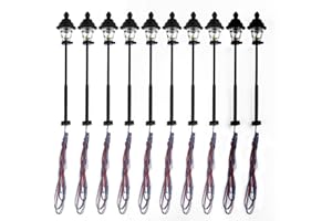 10 Pack HO Scale LED Lantern Lamps 45mm Warm White for Model Railway Layouts, Includes Resistors for 12V-16V Connection, Meta