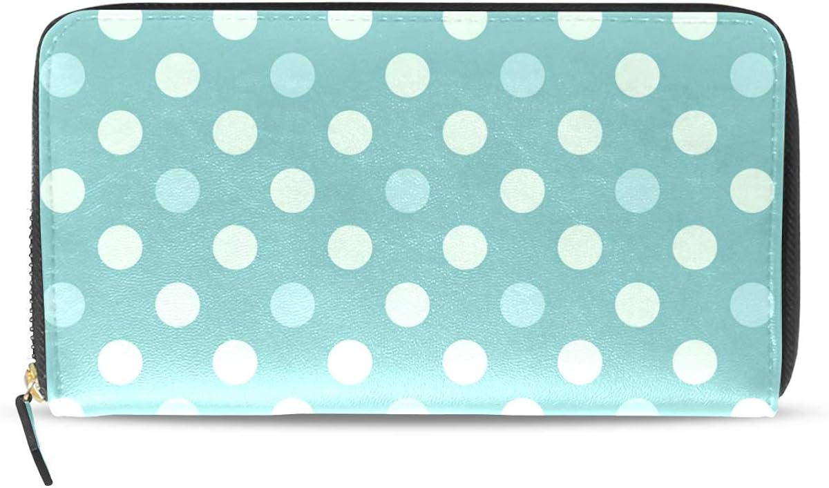Women Wallet Purse Clutch Bag Zipper Polka Dots Art Leather