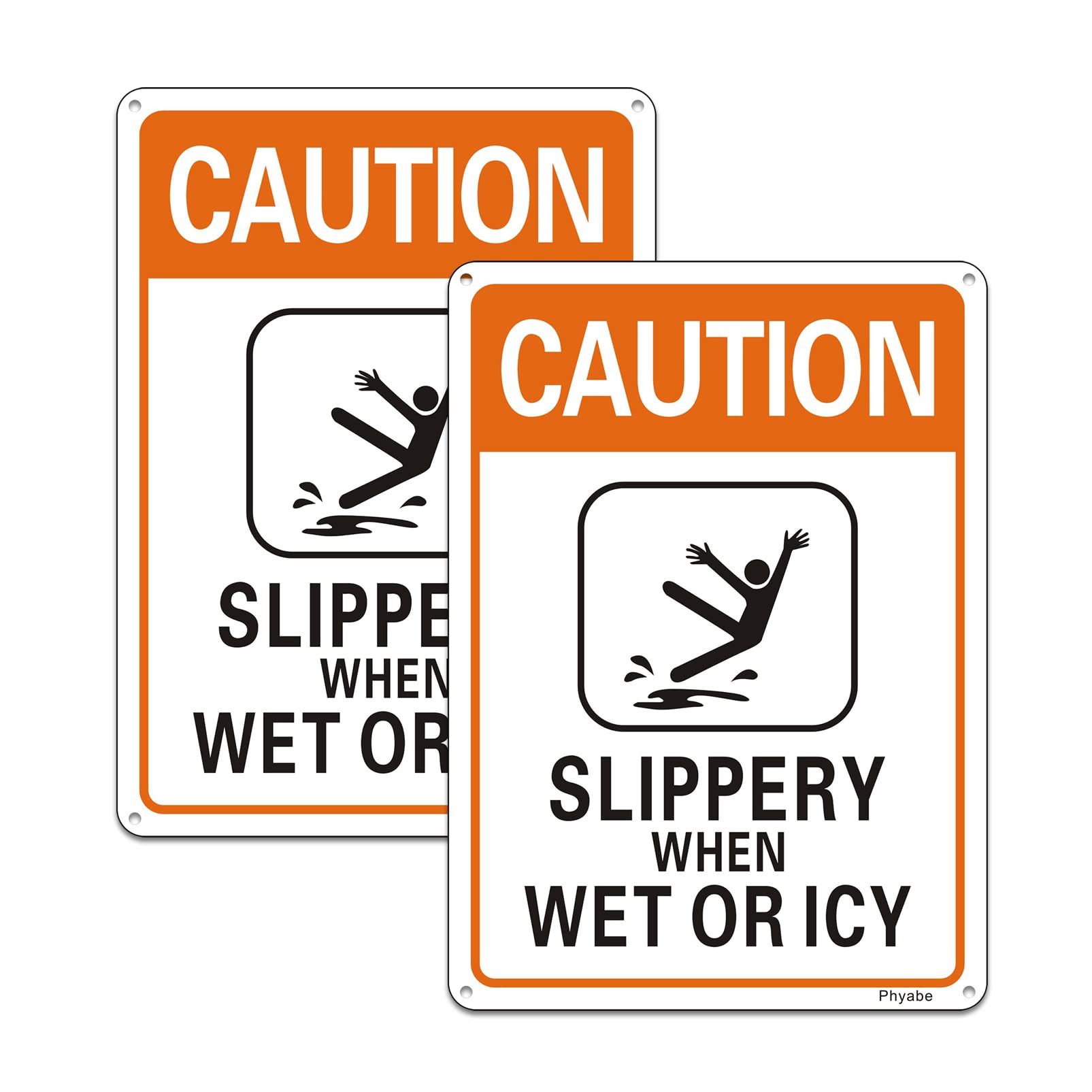Caution Slippery When Wet or Icy Sign, 10" x 7" Reflective,Rustfree Aluminum,UV Protected and Weatherproof, Outdoor & Indoor Use