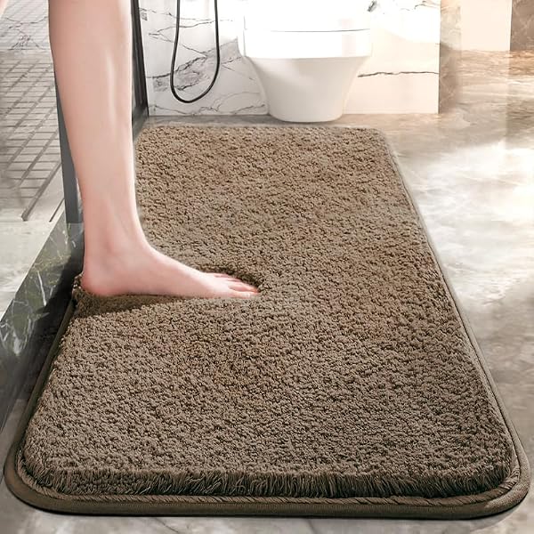 HANDYTOOLINC BATHROOM RUGS MAT 24″X59″NON SLIP THICK BATH MAT SOFT SHAGGY BATH RUG ABSORBENT BATHROOM CARPET PLUSH RUNNER RUG MACHINE WASHABLE BATH MATS FOR BATHROOM SHOWER, BATHTUB (CAMEL,24″X59″)