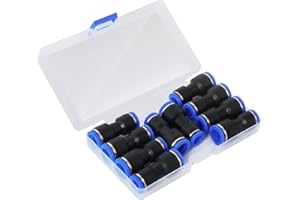 WISSXNA 10PCS 3/8inch OD - 5/16inch OD Push to Connect Fitting Kit,Straight Two Way Pneumatic Air Water Connector