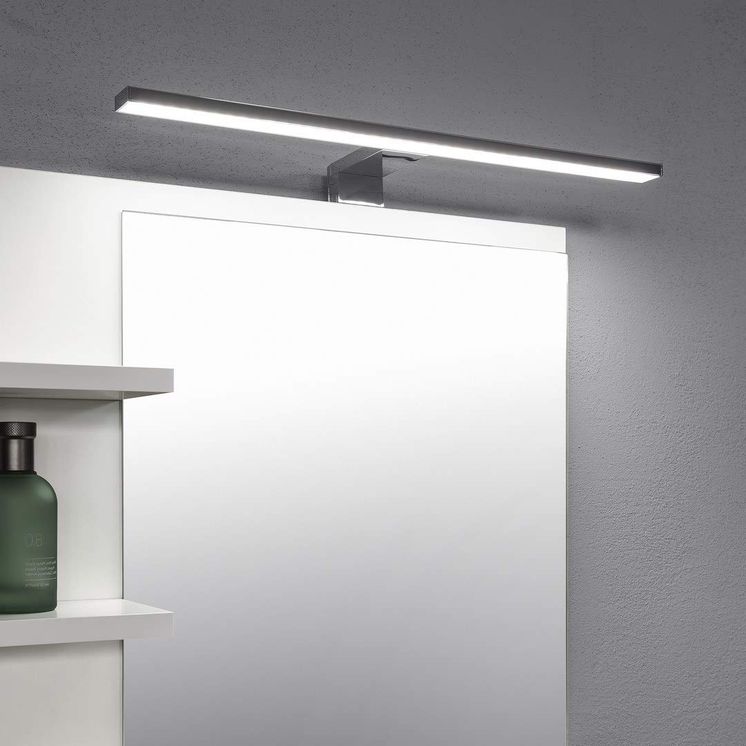 Espejo de baño con estantes L Color Blanco con iluminación LED Cuarto