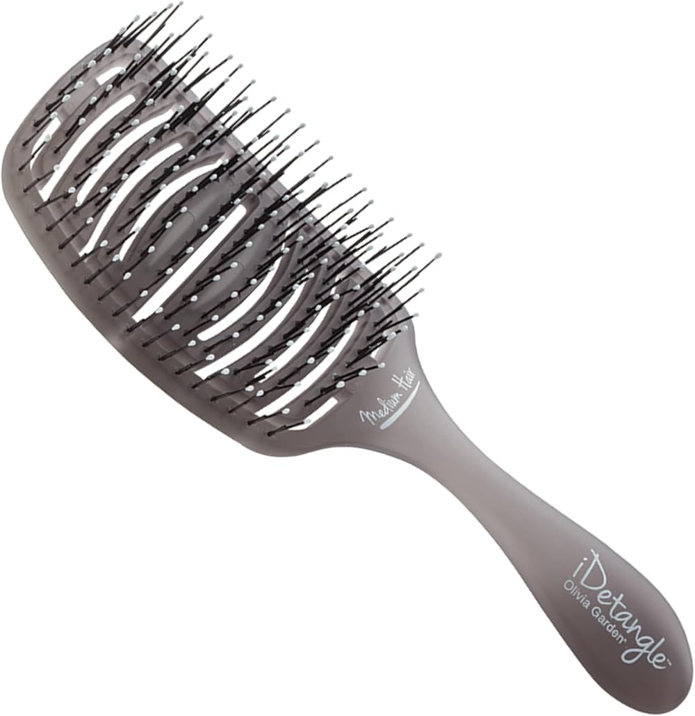 Olivia Garden iDetangle Hairbrush Medium Hair Detangler Wet Dry Grey