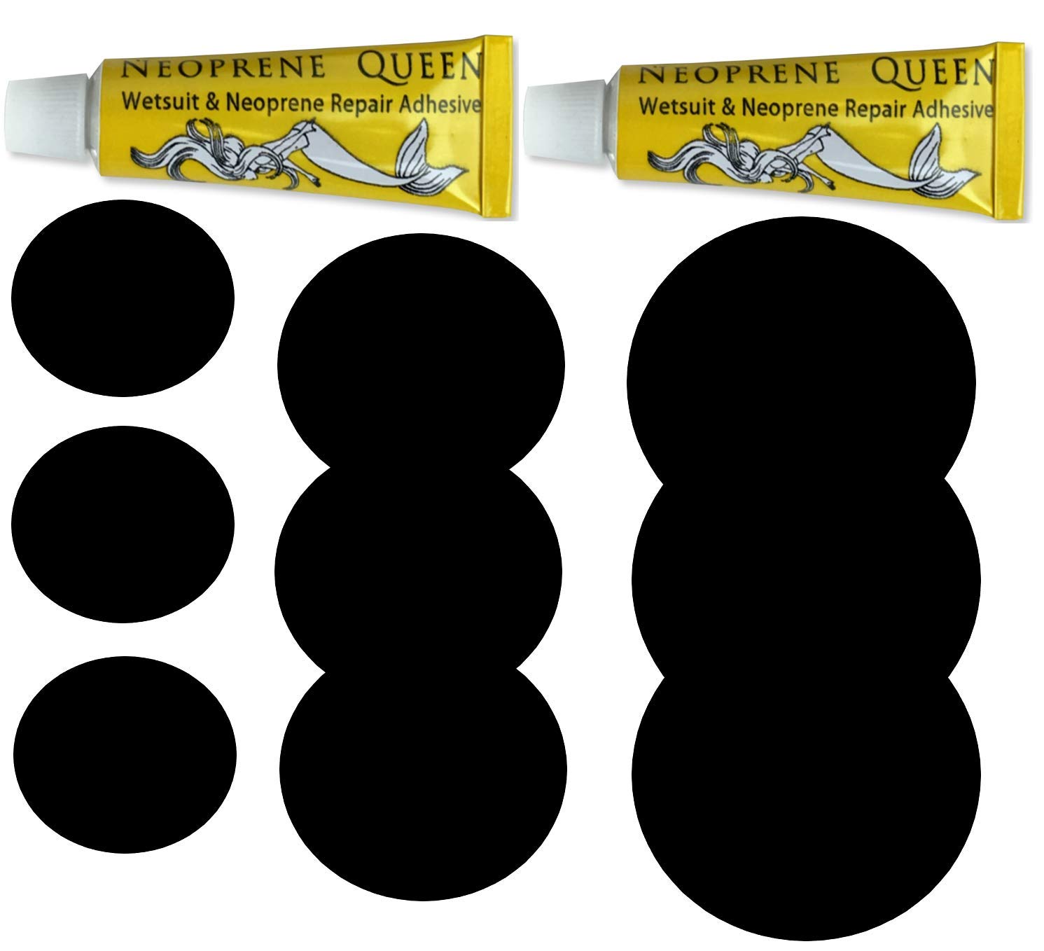 TSR Wetsuit Repair Kit - Fix neoprene Wetsuits - Drysuits - Fishing Waders - Neoprene Boots And Gloves - Neoprene Glue And Heavy Duty Patches - Waterproof Long Lasting Repair