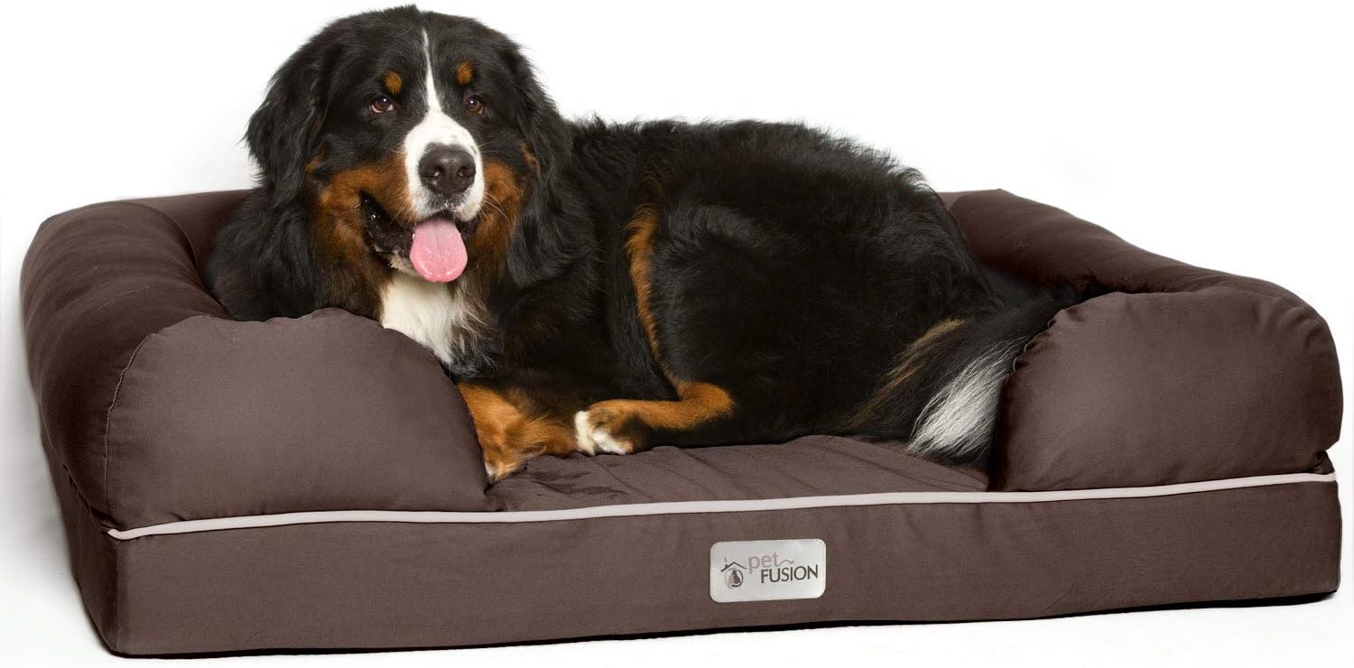 PetFusion Cama para Perro de Espuma viscoelástica Resistente al Agua de 10 cm para Perros Grandes (colchón ortopédico de 112 x 86 x 25 cm), Color marrón