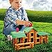 SainSmart Jr. Wooden Building Blocks STEM Wooden Construction Toy for Kids, Log Cabin Set Building House Toy for Preschooler with Colorful Blocks 450 PCS/Set