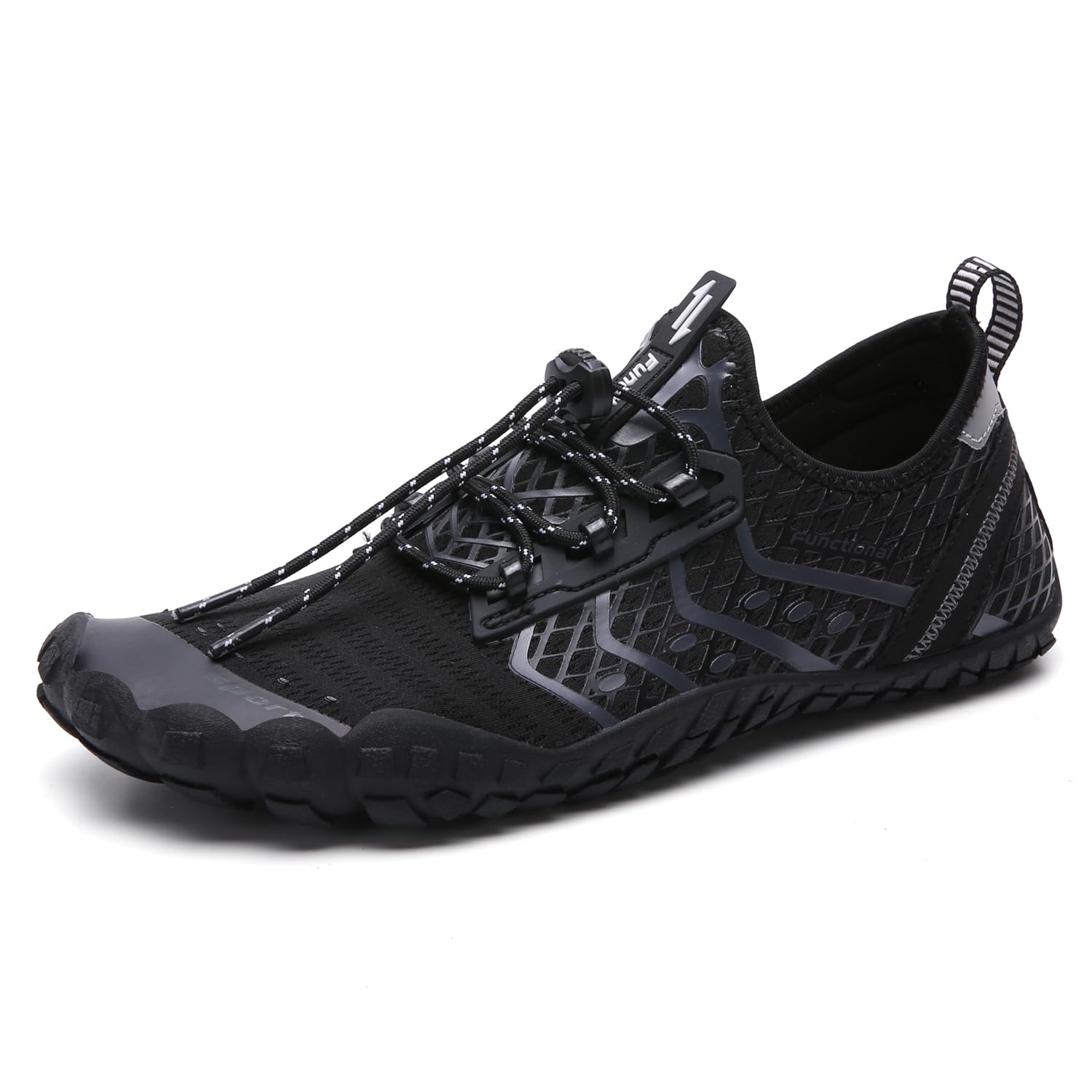 Photo 1 of UBFEN Water Shoes Aqua Swim Shoes Mens Womens Beach Sports Quick Dry Barefoot for Boating Fishing Diving Surfing Black Grey Color Size US 12 Women 10 Men