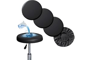 Shukii Stool Covers Round 4 Pack Bar Stool Covers Watedrproof PU Stool Slipcover with Elastic Stool Cushion Round Bar Stool Seat Covers for Bar Round Chair