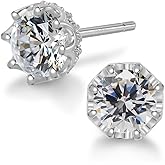ADAIER Hypoallergenic Cubic Zirconia Stud Earrings for Women & Men 24K Gold Plated Sterling Silver Post, CZ Simulated Diamond Halo Studs Sensitive Ear Friendly Gift (ED-31)