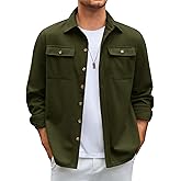 Runcati Mens Shirt Jacket Long Sleeve Button Down Casual Shacket Lightweight Thermal Shirts with Pockets