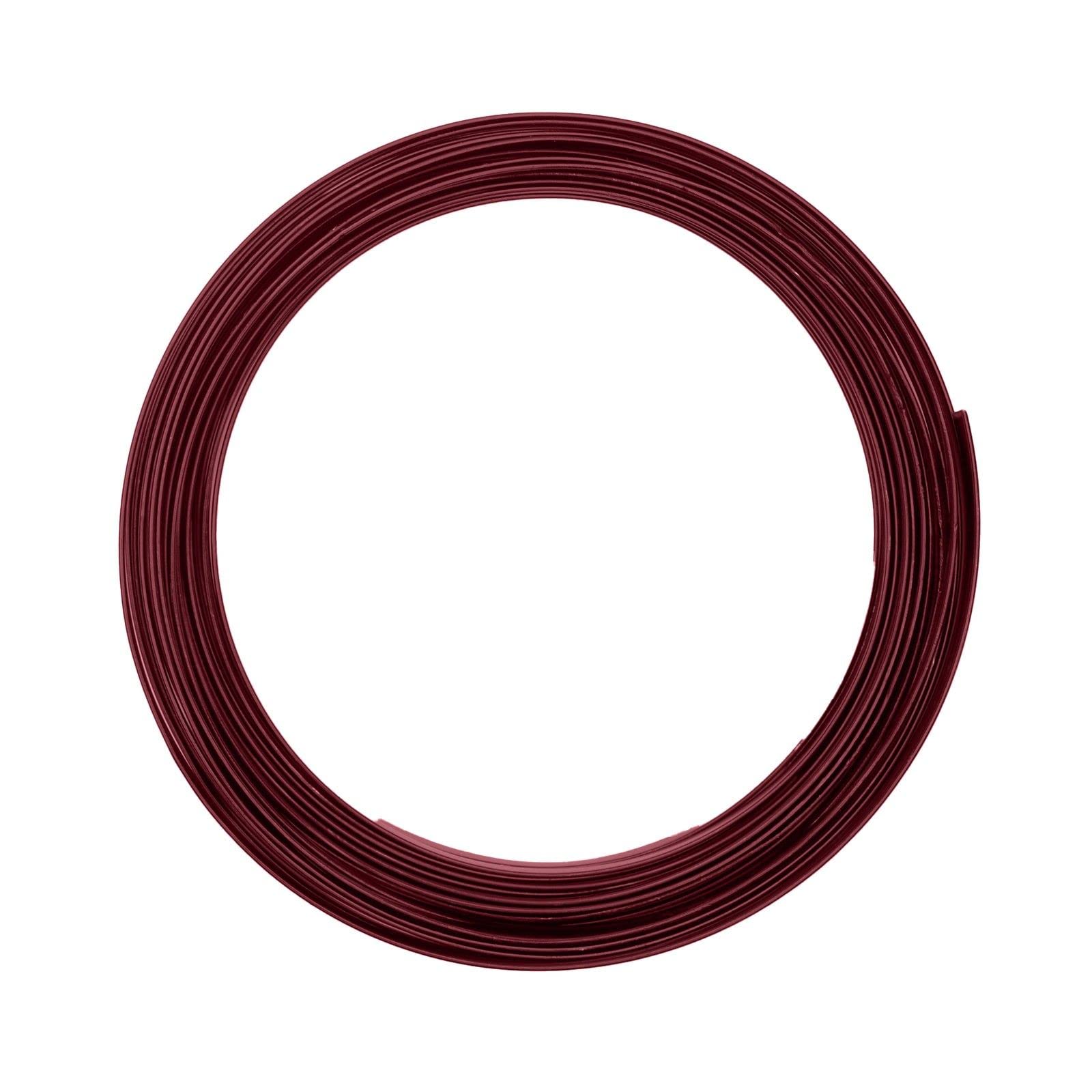 Vaessen Creative Aluminium Craft Wire Flat 0.2" (5 mm) x 0.04" (1 mm) x 0.2" (5 mm) Oxblood (Red) - Flexible Metallic Wire for Crafting, Flower Arranging, Jewellery Making and Modelling