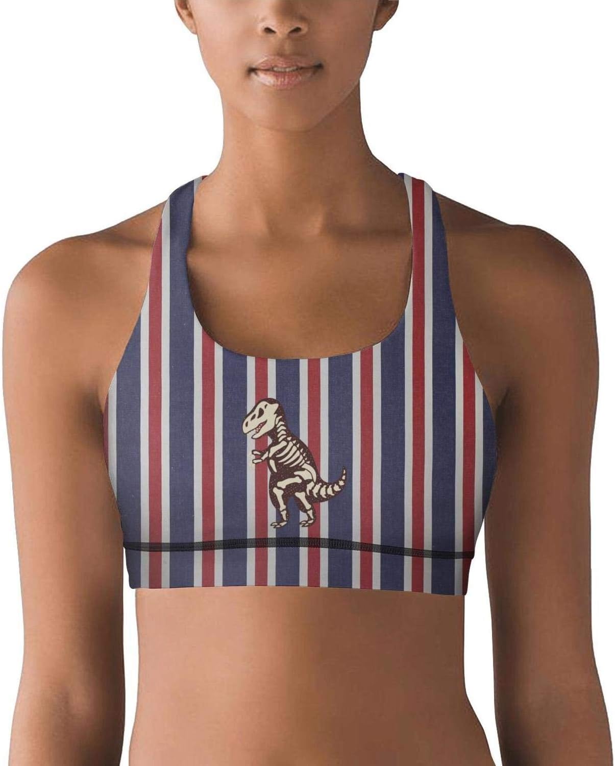Milr Gile Women's Dinosaur Fossils Cute Workout Yoga Bra Removable Padded Sports Bras