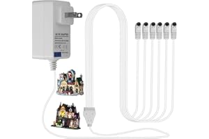ACEANEA 4.5V Power Adapter,for Lemax Lighting Accessories 84428 64517 74295 74269 74707 94563 94565 94527 for Christmas and Halloween Rural Lights Micro Lighting Building Decoration (6 Output connectors)