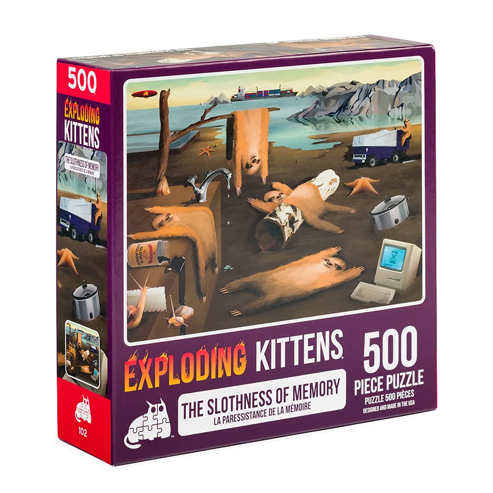 Exploding Kittens - Slothness of Memory Jigsaw Puzzle - 500 Pieces, Ideal for Adults, Teens, and Kids - A Funny and Artistic Sloth-Themed Puzzle
