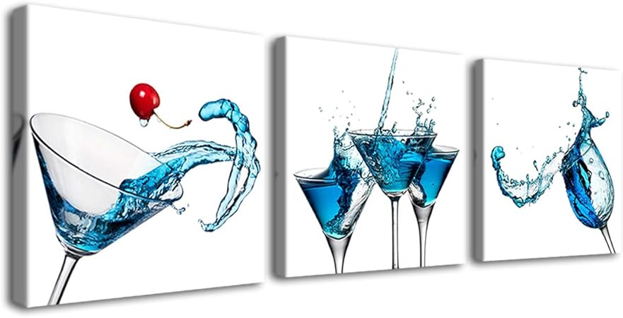 Amazon Com Gardenia Art Blue Cocktails Wine Canvas Paintings Kitchen Decorations Theme Sets Wall Art For Dining Room Bar Decor 12x12 Inch Piece Framed 3 Panels Posters Prints gardenia art blue cocktails wine canvas paintings kitchen decorations theme sets wall art for dining room bar decor 12x12 inch piece framed 3