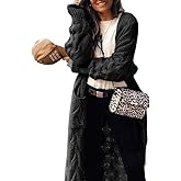 ZIWOCH Women's Long Cardigan Coats Cable Knit Casual Open Front Long Sleeve Loose Sweater with Pockets