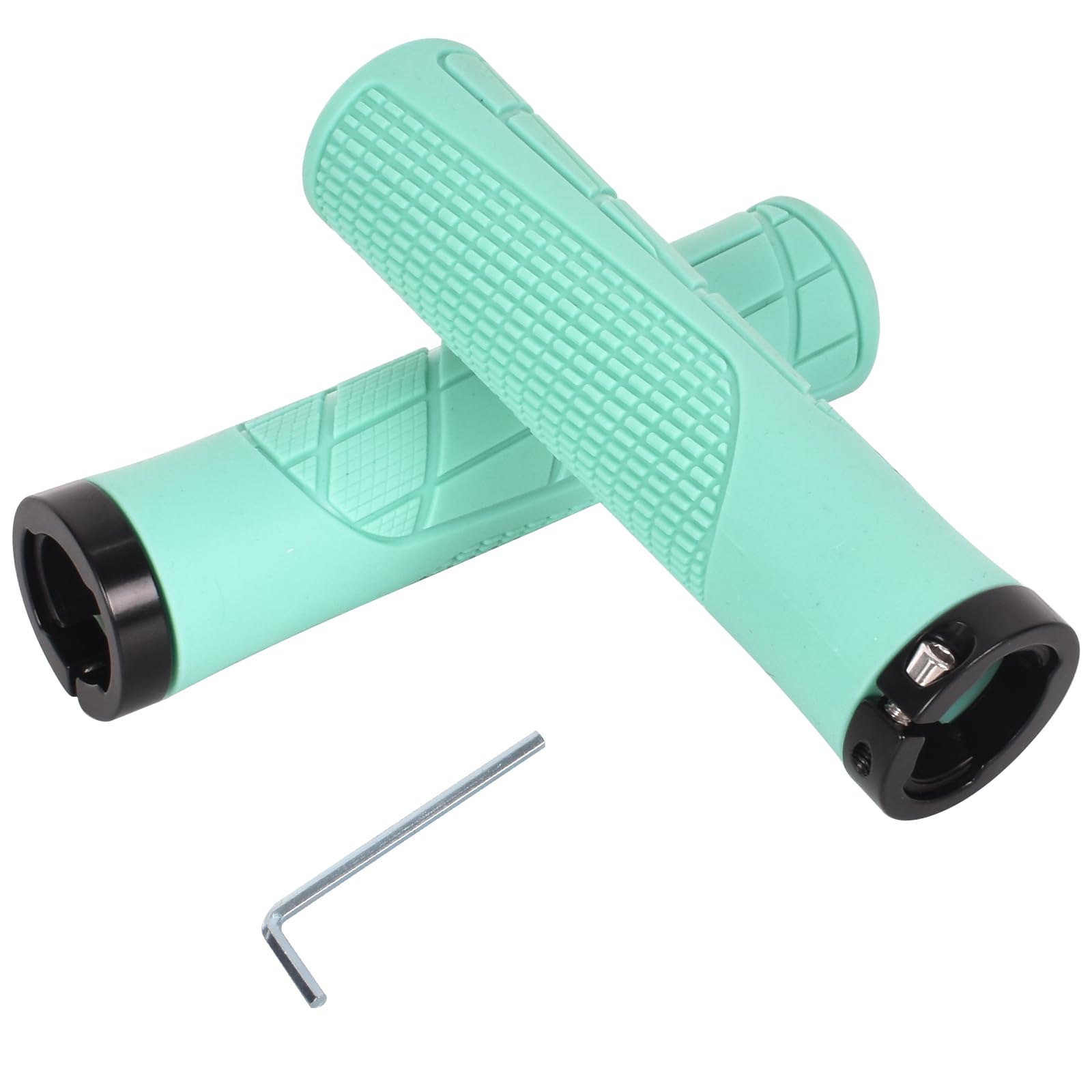 Bike Handle Grips Bicycle MTB Grips Soft Rubber Handlebar Grips for 22mm Grips, Non-Slip Bicycle Handle Grip Ergonomic Cycling Grips Shockproof BMX Mountain Grips Double Lock-On Design (Blue)