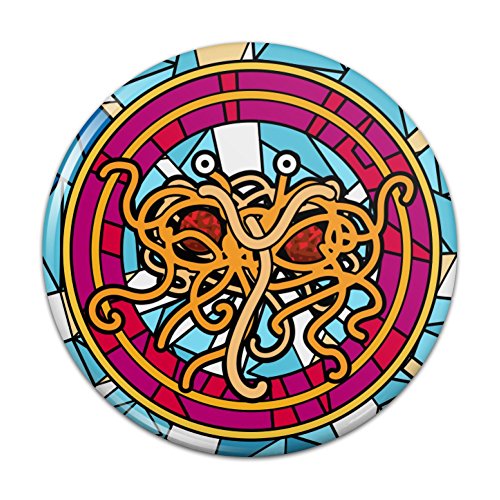 Flying Spaghetti Monster Stained Glass Pinback Button Pin Badge - 2.25