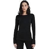 ZSOSBA METARINO Merino Wool Base Layer Women - 100% Merino Wool Midweight Long Sleeve Thermal Shirt for Skiing,Hiking,Cycling,Sports,Black,X-Small