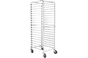 HARDURA RESTAURANT EQUIPMENT HARDURA 20 Tier Bun Pan Rack, Bakery Rack with Casters, NSF Home Commercial Kitchen, Aluminum Storage Cooling Sheet Pan Rack,20"x26"x69"H