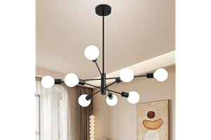 Deyidn Sputnik Chandelier, Black Modern Industrial Chandeliers 8-Light, Mid Century Ceiling Lighting Fixture for Living Room, Kitchen, Bedroom, Dining Room, Farmhouse