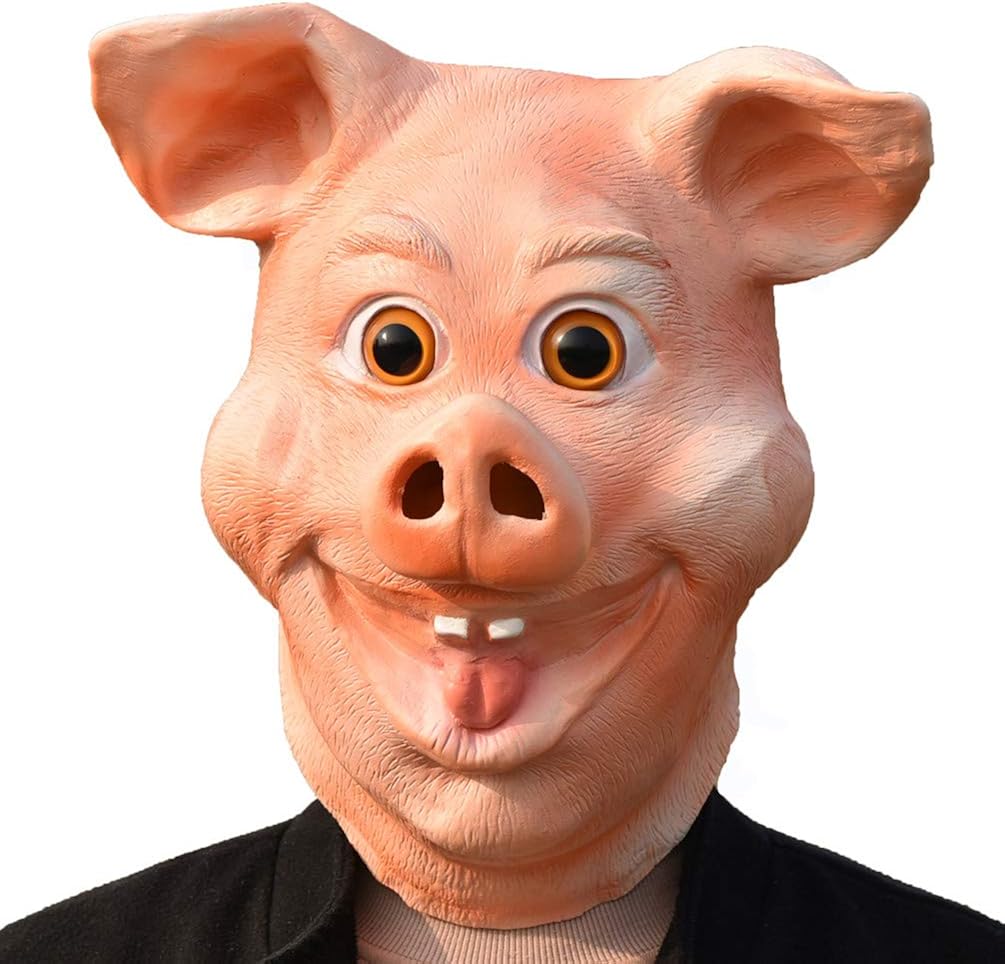 PARTY STORY Happy Pig Mask Halloween Latex Animal Mask Novelty Rubber