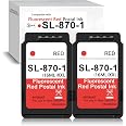 UPLUCA SL-870-1 Fluorescent Red Ink Cartridge Replacement For Pitney Bowes SL870-1 Red Ink Cartridges Works For New SendPro Mailstation Postage Meter (16ML * 2 Pack