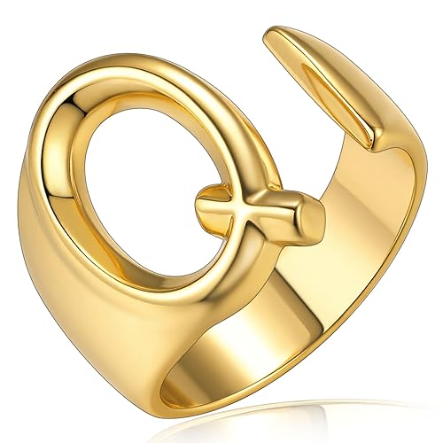 14k Gold Plated Initial Q Rings, GoldChic Jewelry Adjustable