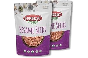 Sunbest Natural Organic Brown Sesame Seeds 32 oz.(2 lb) - USDA Organic, Non-GMO, Vegan, Gluten-free, Kosher - Fresh & Nutrient-Rich Snack, Topping, Baking - 2-Pack 16 oz