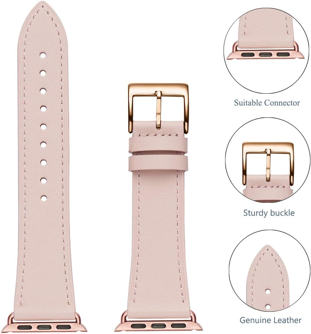 QAZNZ Leather Straps for Apple Watch Strap 40mm 42mm(Series 11 10) 41mm 38mm,Women Men Replacement Strap for Apple Watch Series 9 8 7 6 5 4 3 2 1 & iWatch SE 1/2/3,Ultra 3/2/1 - Image 4
