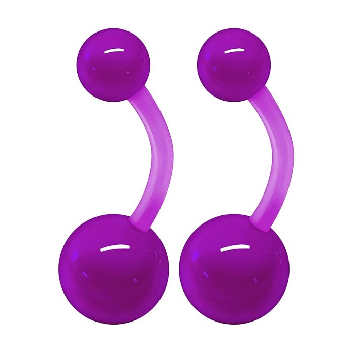 Buy 2PCS Flexible Acrylic Purple Belly Navel Button Rings Bar Studs 14