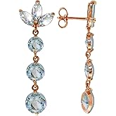 Galaxy Gold GG 14k Rose Gold Dangling Earrings with Natural Aquamarines