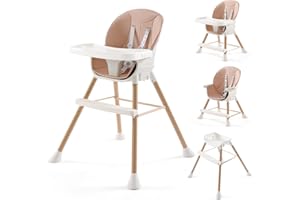 XHAKCHIK 6-in-1 Convertible High Chair for Babies and Toddlers, Baby Feeding Chair with Adjustable Legs & Double Dishwasher Safe Tray, Infants Eating Chair with Footrest&Safety Harness for Boys Girls, Pink