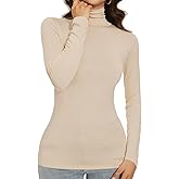 Womens Turtleneck Shirts Long Sleeve Slim Fitted Casual Basic Lightweight Undershirt Tops