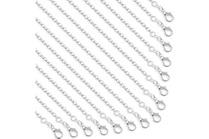 30 Pack Necklace Chains Bulk for Jewelry Making, Selizo Bulk Necklace Chains Silver Plated Cable Chains for Jewelry Making, 1.2 mm (18 Inches)