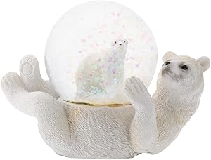 Elanze Designs White Polar Bear Mommy and Cub Figurine 45MM Glitter Water Globe Decoration