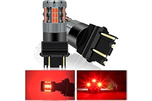 UPXSXT 2Pcs 3157 T25 P27/7W LED Bulb Red, 4157 3057 3157A 3457 4057 CANBUS Error Free Anti Hyper Flash Brake light Replacement Bulb Super Bright 30-SMD 25W 4000LM
