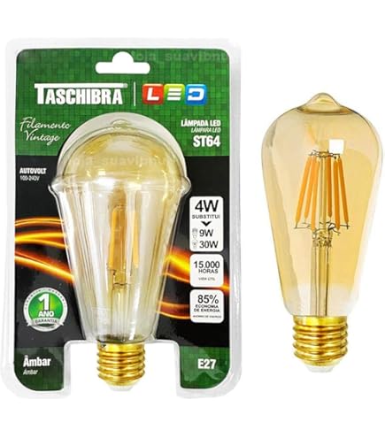 らいと Lâmpada de Filamento LED ST64 4W Luz Amarela 2.400K Base E27