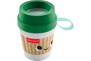 Fisher-Price Baby Toy Mini Me Moments Coffee Cup Teether Newborn Rattle with BPA-Free Lid for Sensory Play Infants Ages 3+ Mo