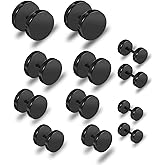 Giantree 6 Pairs of Black Stud Earrings for Men and Women, Faux Gauges Earrings, Hypoallergenic Earrings, 4-10mm Ear Tunnel Stainless Steel Dot Earrings for men and Women (Black)