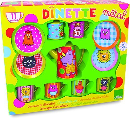 Vilac 8157 Tin tea set Metallic chocolate set 11 pieces by Vilac