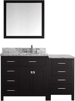 Virtu Usa Caroline Parkway 57 Inch Single Sink Bathroom Vanity Set In Espresso W Round Undermount Sink Italian Carrara White Marble Countertop No Faucet 1 Mirror Ms 2157l Wmro Es Vanity Sinks Amazon Com