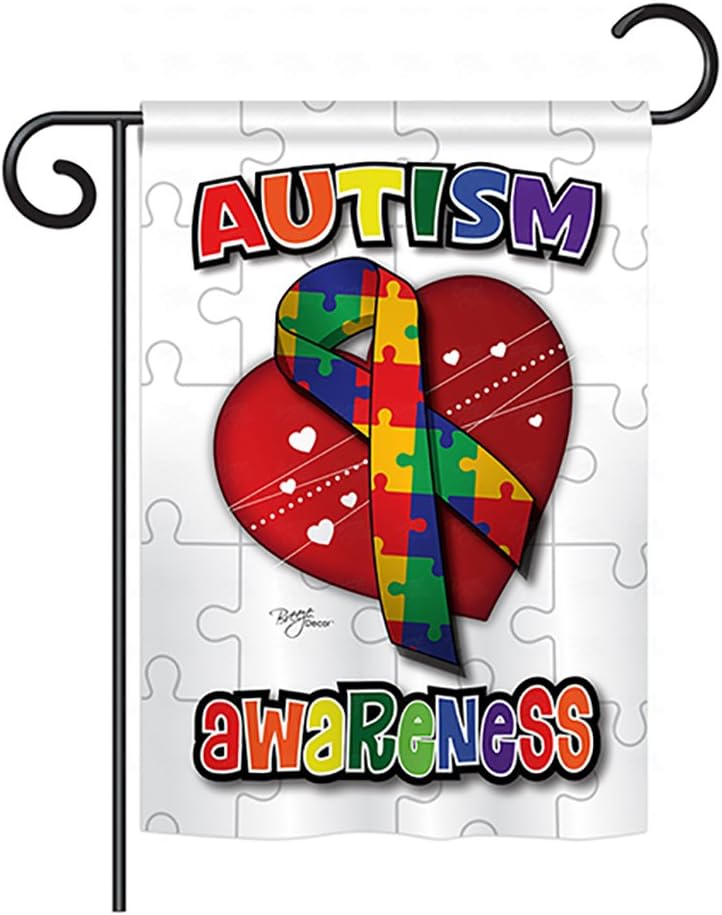 Breeze Decor G165085 Autism Awareness Inspirational Support Decorative Vertical Garden Flag, 13" X 18.5", Multi-Color