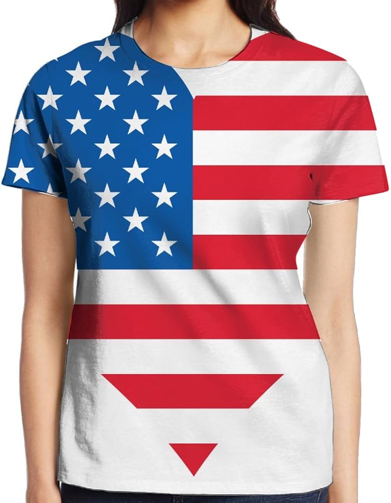 Mkid American Flag Women's Short Sleeve TShirt Tee Full 3D