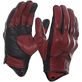 Harssidanzar Mens Winter Warm Leather Motorcycle Gloves with Touchscreen GM041US