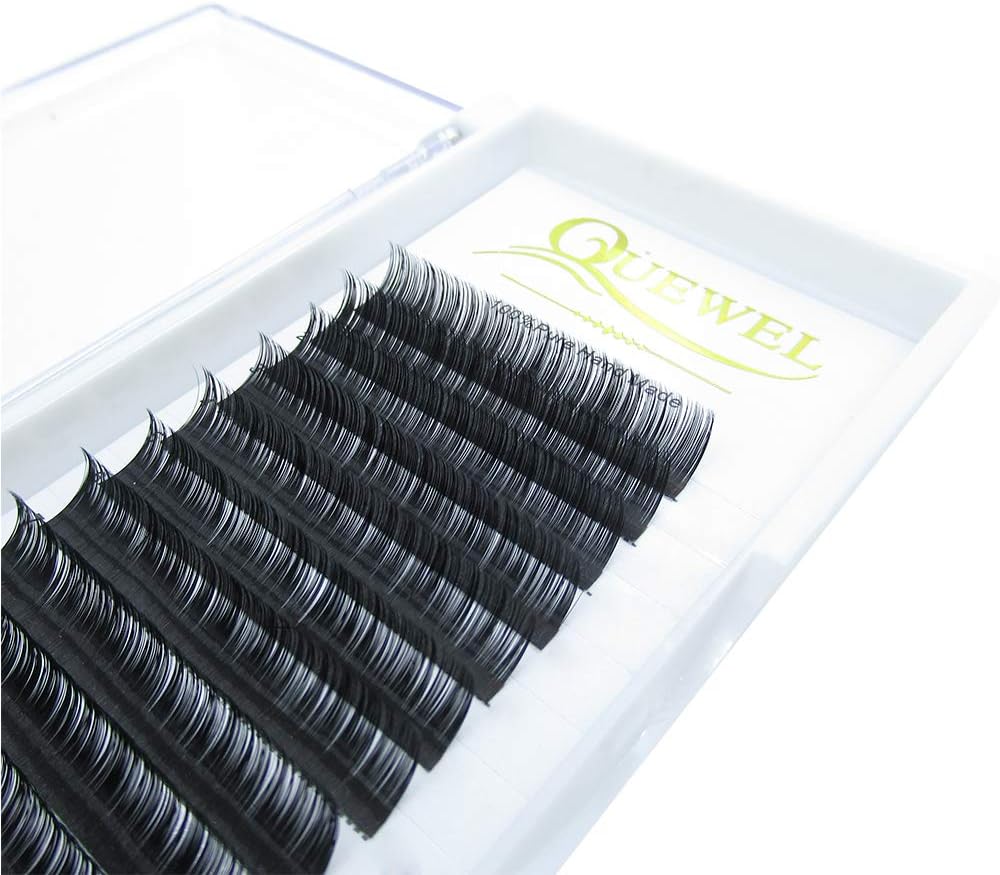 Eyelash Extensions 0.20D Curl QUEWEL Classic Eyelash Extensions Single Lashes Extension 10mm Matte Black Tray Lashes Individual Eyelashes for Salon Use (0.20D 10mm)