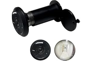 MEINUOKA 220°Wide Angle Door Viewer Peephole with Privacy Cover, Fits 1.3"–2.4" Thick Doors, 0.63" Diameter, Matte Black, 1 Pack