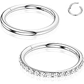 WYR G23 Titanium Nose Rings Hoops: 2Pcs Seamless Nose Septum Hoop Hypoallergenic Cartilage Helix Daith Conch Piercing Jewelry Gold Silver Black 6mm-10mm