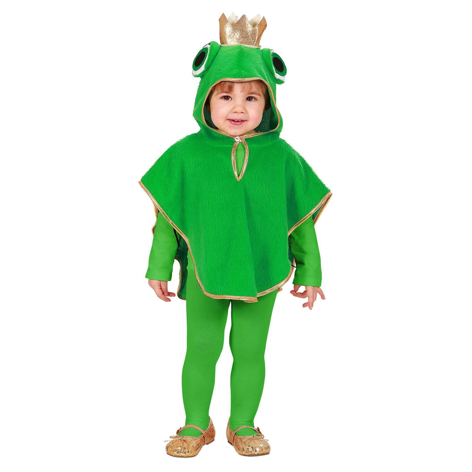 Widmann 60229 60229 Children's Plush Frog Poncho with Hood Animal Carnival Theme Party Unisex Children Green 98 cm