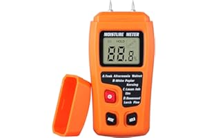 DUOGALIA Wood Moisture Meter - Digital LCD Moisture Detector, Pin-Type Water Leak Detector Damp Tester for Firewood Paper Woodworking (Orange)
